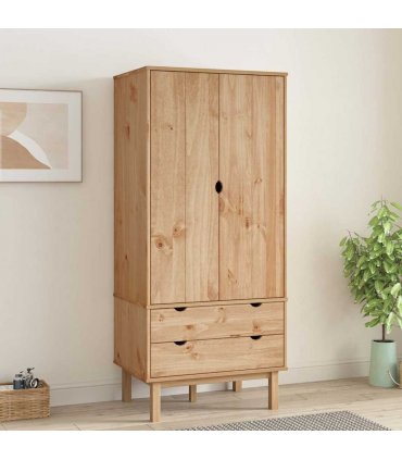 vidaXL Wardrobe OTTA 76.5x53x172 cm Solid Wood Pine — Colour: brown