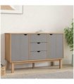 vidaXL Sideboard OTTA Brown and Grey 113.5x43x73 cm Solid Wood Pine