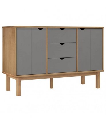 vidaXL Sideboard OTTA Brown and Grey 113.5x43x73 cm Solid Wood Pine