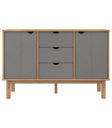 vidaXL Sideboard OTTA Brown and Grey 113.5x43x73 cm Solid Wood Pine