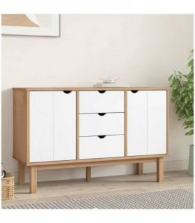 vidaXL Sideboard OTTA Brown and White 113.5x43x73 cm Solid Wood Pine