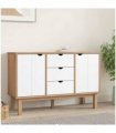 vidaXL Sideboard OTTA Brown and White 113.5x43x73 cm Solid Wood Pine