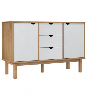 vidaXL Sideboard OTTA Brown and White 113.5x43x73 cm Solid Wood Pine
