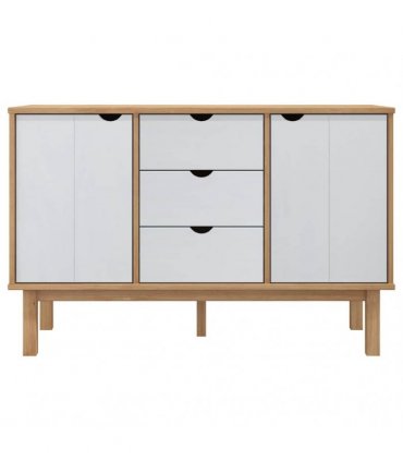 vidaXL Sideboard OTTA Brown and White 113.5x43x73 cm Solid Wood Pine