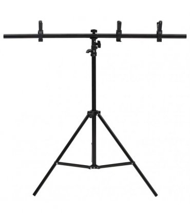 vidaXL T-Shape Background Stand Black 91x60x(70-200) cm — Size: 91 x 60 x 200 cm