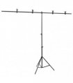 vidaXL T-Shape Background Stand Black 201x60x(70-200) cm — Size: 201 x 60 x 200 cm
