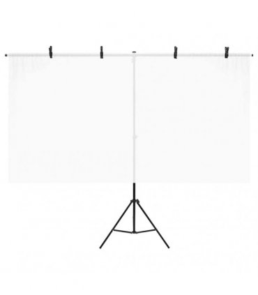 vidaXL T-Shape Background Stand Black 201x60x(70-200) cm — Size: 201 x 60 x 200 cm