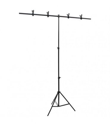 vidaXL T-Shape Background Stand Black 151x60x(70-200) cm — Size: 151 x 60 x 200 cm