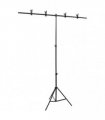 vidaXL T-Shape Background Stand Black 151x60x(70-200) cm — Size: 151 x 60 x 200 cm