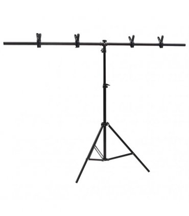 vidaXL T-Shape Background Stand Black 151x60x(70-200) cm — Size: 151 x 60 x 200 cm