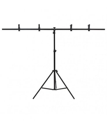 vidaXL T-Shape Background Stand Black 151x60x(70-200) cm — Size: 151 x 60 x 200 cm