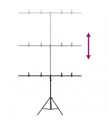 vidaXL T-Shape Background Stand Black 151x60x(70-200) cm — Size: 151 x 60 x 200 cm