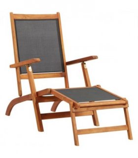 vidaXL Deck Chair | Black | Acacia wood | Standard | Ergonomic | Deck Chair — Model: armchair