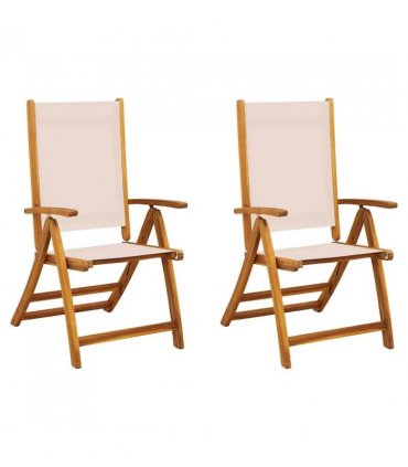 vidaXL Folding Garden Chair | Set of 2 | Cream