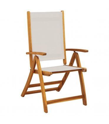vidaXL Folding Garden Chairs 2 pcs Solid Wood Acacia and Textilene — Colour: grey
