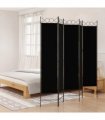 vidaXL 5-Panel Room Divider Black 200x200 cm Fabric — Size: 200 x 200 cm
