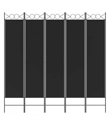 vidaXL 5-Panel Room Divider Black 200x200 cm Fabric — Size: 200 x 200 cm