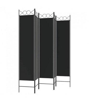 vidaXL 5-Panel Room Divider Black 200x200 cm Fabric — Size: 200 x 200 cm