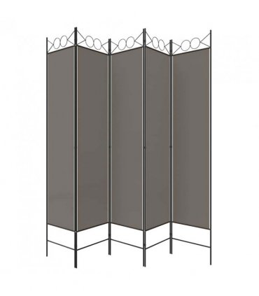 vidaXL 5-Panel Room Divider Anthracite 200x220 cm Fabric — Size: 200 x 220 cm