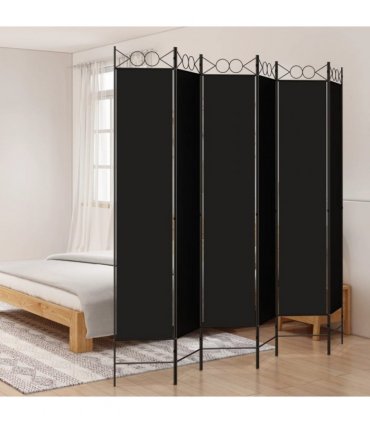 vidaXL 6-Panel Room Divider Black 240x220 cm Fabric — Size: 240 x 220 cm