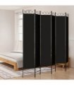 vidaXL 6-Panel Room Divider Black 240x220 cm Fabric — Size: 240 x 220 cm