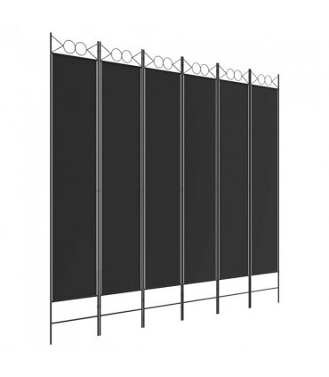 vidaXL 6-Panel Room Divider Black 240x220 cm Fabric — Size: 240 x 220 cm