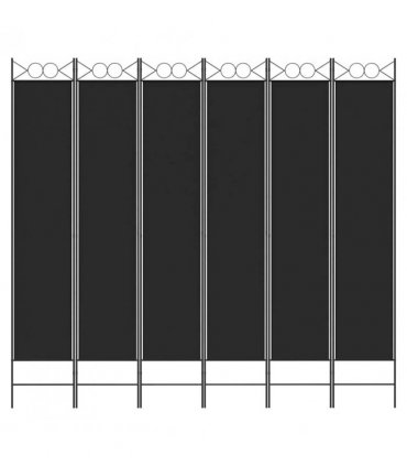 vidaXL 6-Panel Room Divider Black 240x220 cm Fabric — Size: 240 x 220 cm