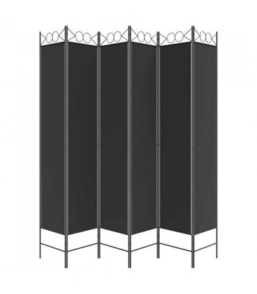 vidaXL 6-Panel Room Divider Black 240x220 cm Fabric — Size: 240 x 220 cm