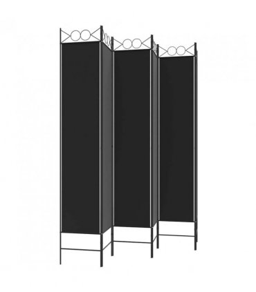 vidaXL 6-Panel Room Divider Black 240x220 cm Fabric — Size: 240 x 220 cm