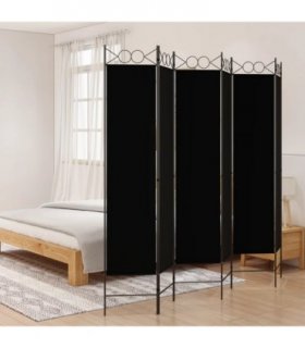 vidaXL 6-Panel Room Divider Black 240x200 cm Fabric — Size: 240 x 200 cm