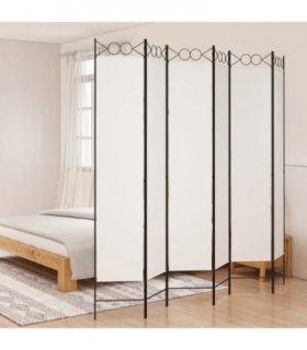 vidaXL 6-Panel Room Divider White 240x220 cm Fabric — Size: 240 x 220 cm
