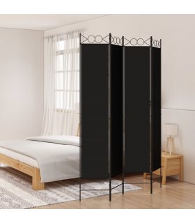 vidaXL 4-Panel Room Divider Black 160x220 cm Fabric — Size: 160 x 220 cm