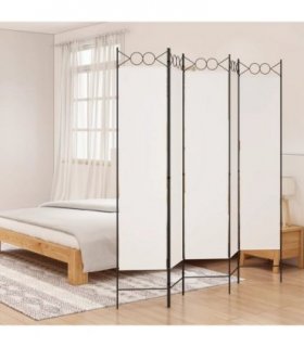 vidaXL 5-Panel Room Divider White 200x200 cm Fabric — Size: 200 x 200 cm