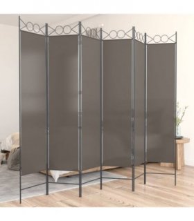 vidaXL 6-Panel Room Divider Anthracite 240x200 cm Fabric — Size: 240 x 200 cm