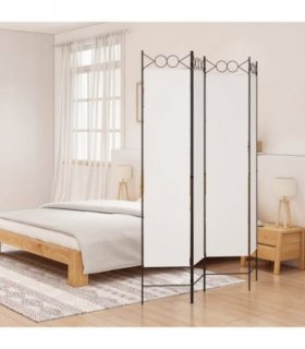 vidaXL 4-Panel Room Divider White 160x200 cm Fabric — Size: 160 x 200 cm