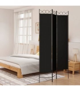 vidaXL 3-Panel Room Divider Black 120x220 cm Fabric — Size: 120 x 220 cm