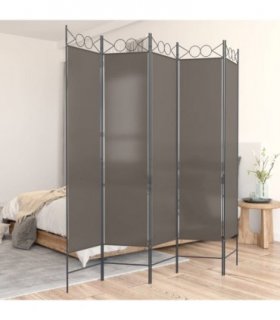 vidaXL 5-Panel Room Divider Anthracite 200x200 cm Fabric — Size: 200 x 200 cm