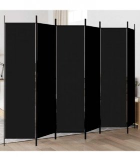 vidaXL 6-Panel Room Divider Black 300x200 cm Fabric — Size: 300 x 200 cm