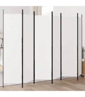 vidaXL 6-Panel Room Divider White 300x200 cm Fabric — Size: 300 x 200 cm