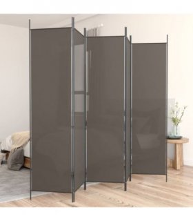 vidaXL 5-Panel Room Divider Anthracite 250x200 cm Fabric — Size: 250 x 200 cm