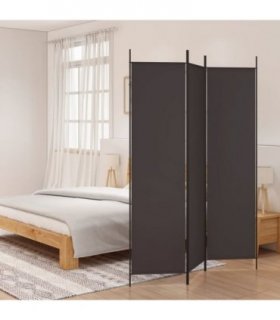 vidaXL 3-Panel Room Divider Brown 150x200 cm Fabric — Size: 150 x 200 cm