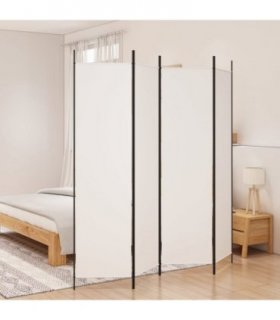 vidaXL 4-Panel Room Divider White 200x200 cm Fabric — Size: 200 x 200 cm