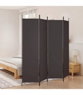 vidaXL 4-Panel Room Divider Brown 200x200 cm Fabric — Size: 200 x 200 cm