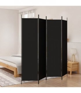 vidaXL 4-Panel Room Divider Black 200x200 cm Fabric — Size: 200 x 200 cm