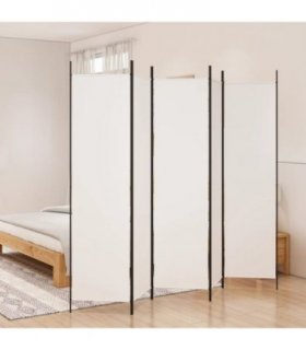 vidaXL 5-Panel Room Divider White 250x200 cm Fabric — Size: 250 x 200 cm