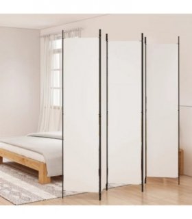 vidaXL 5-Panel Room Divider White 250x220 cm Fabric — Size: 250 x 220 cm
