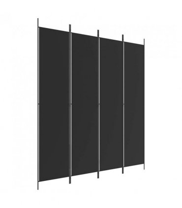 vidaXL 4-Panel Room Divider Black 200x220 cm Fabric — Size: 200 x 220 cm