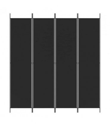 vidaXL 4-Panel Room Divider Black 200x220 cm Fabric — Size: 200 x 220 cm