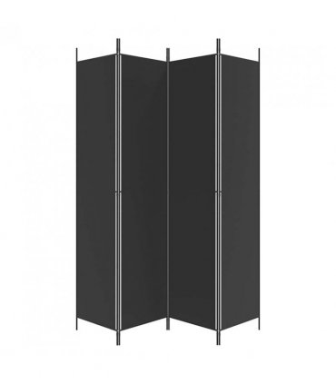 vidaXL 4-Panel Room Divider Black 200x220 cm Fabric — Size: 200 x 220 cm