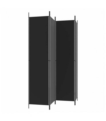vidaXL 4-Panel Room Divider Black 200x220 cm Fabric — Size: 200 x 220 cm